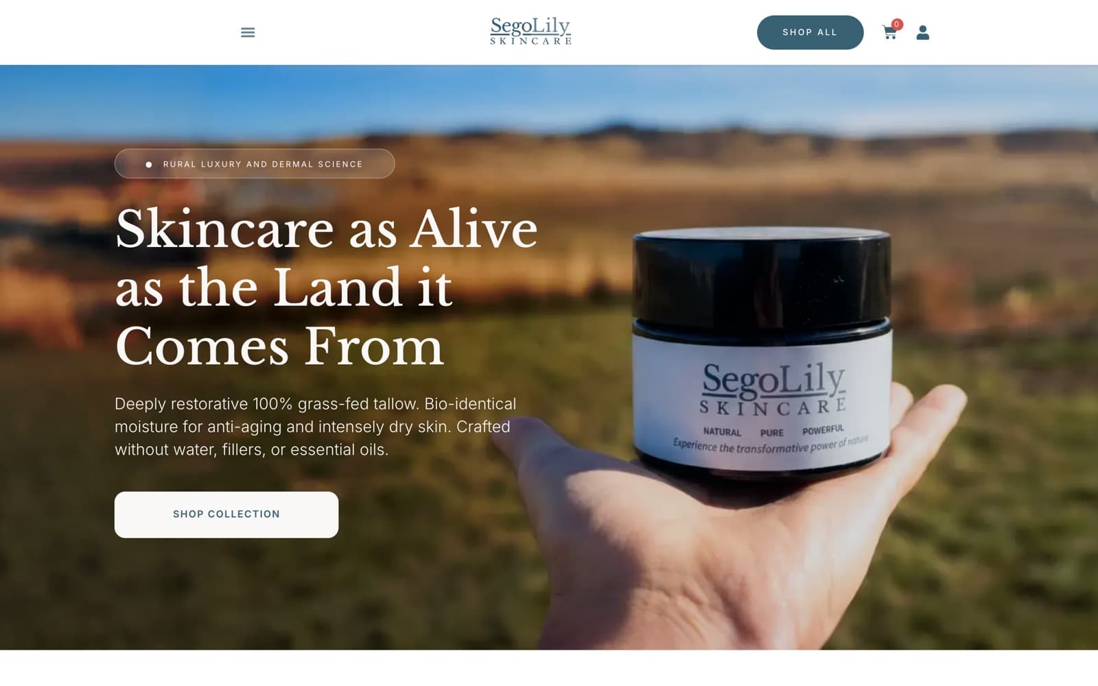 Sego Lily Skincare homepage, a direct-to-consumer skincare brand site built by Lead Piranha
