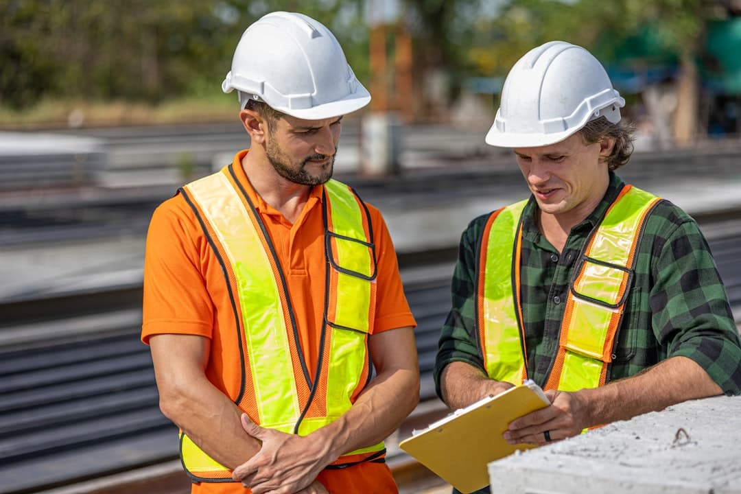 Contractor reviewing quote request paperwork at a truck tailgate during lead capture follow-up