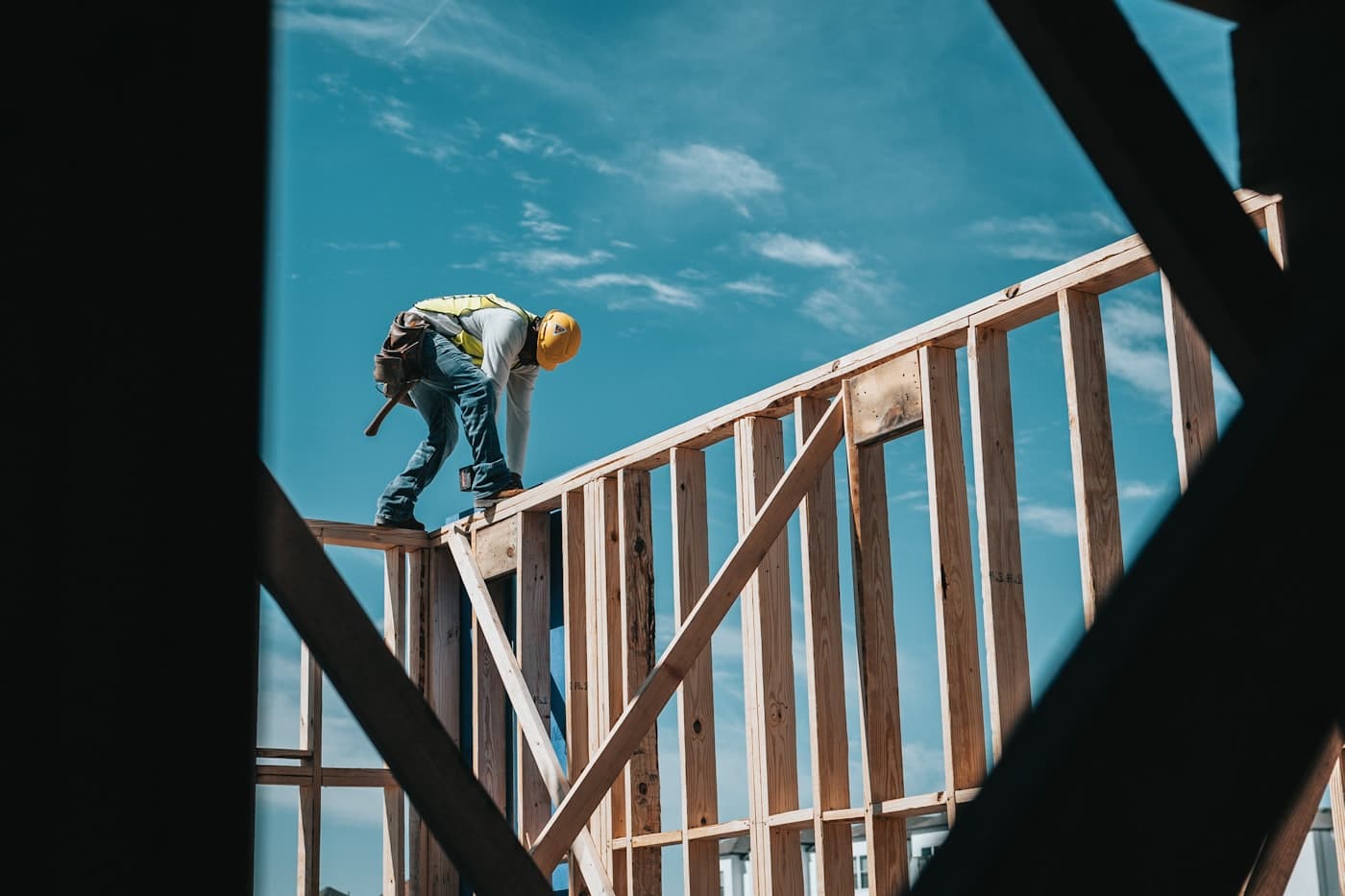 Contractor working on a home construction site