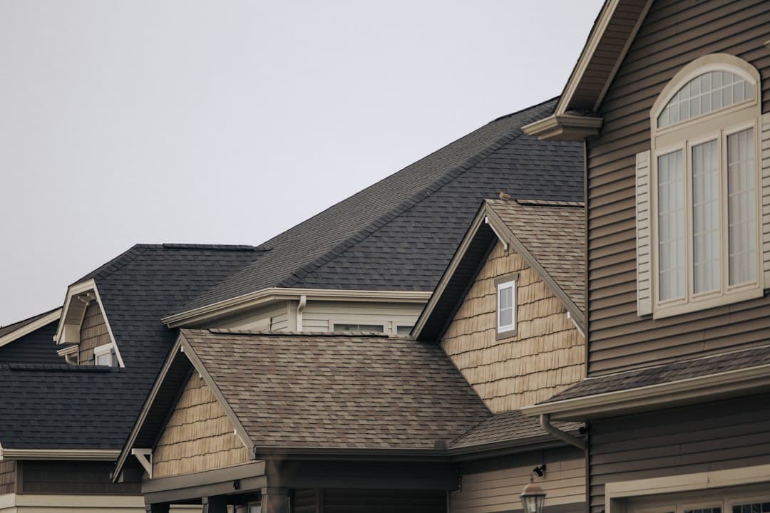 Roofing photos showing rows of shingles on a residential roof