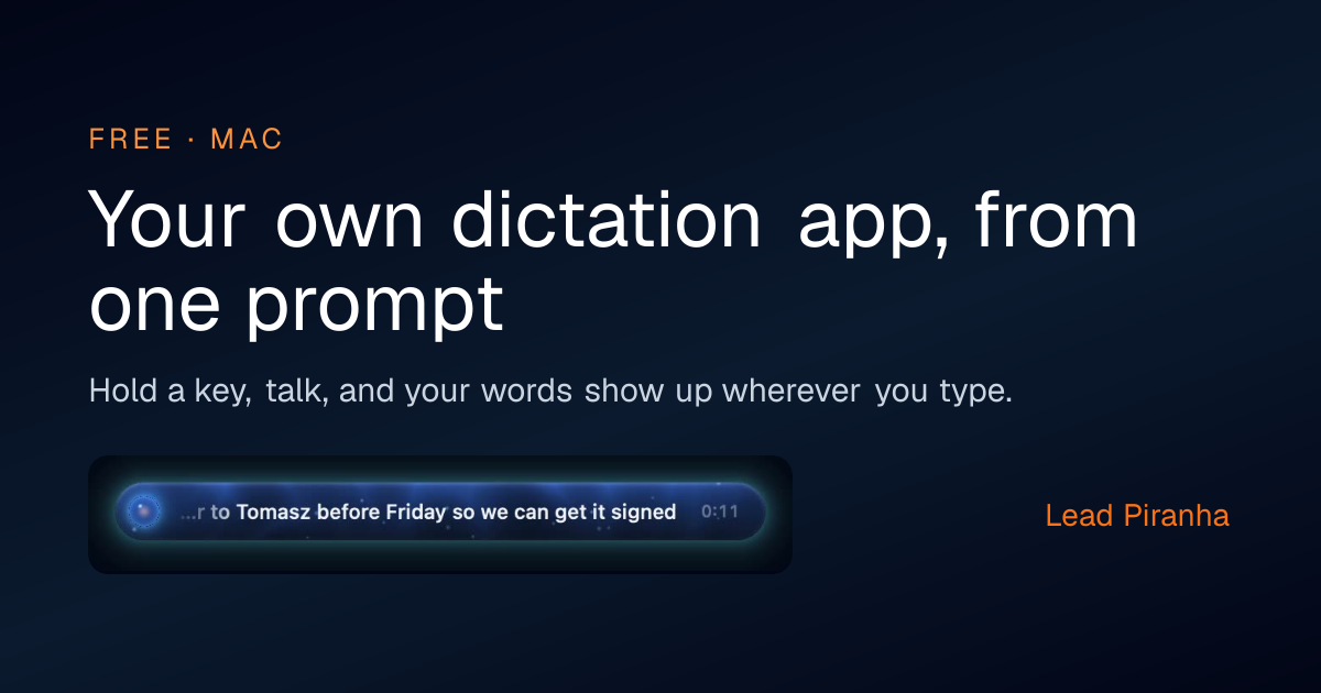 Build your own dictation app for Mac, from one prompt